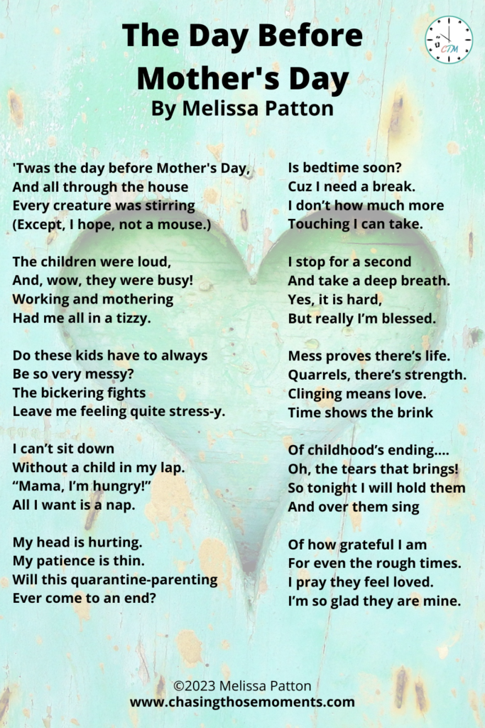 Mother's Day Poem - Chasing Those Moments